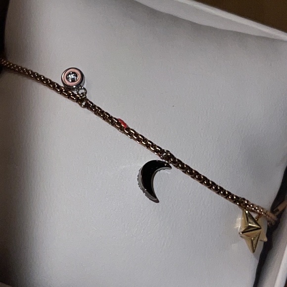 NWB Michael kors tri-tone crystal celestial charms slider bracelet authentic - Picture 6 of 7